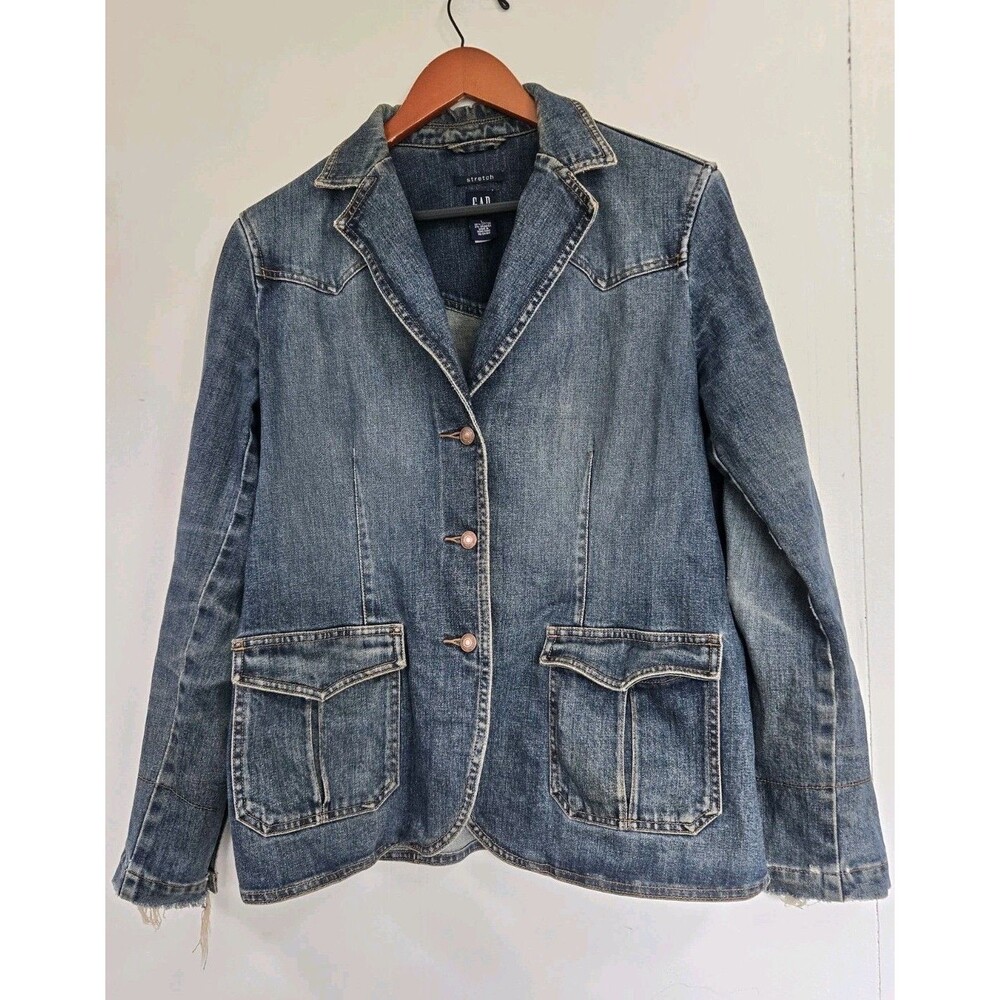 Vintage Gap Jacket Womens Large Denim Blue Blazer Jean Western Y2K 90s Cowgirl